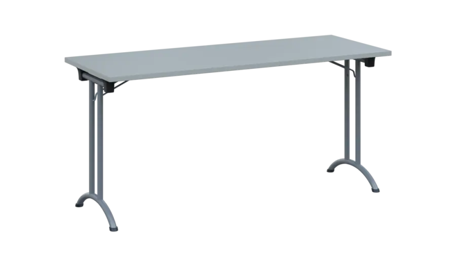 SLA 160 lak skládací jednací stůl 1600x600, deska 25 mm, podnož stříbrný lak, deska šedá